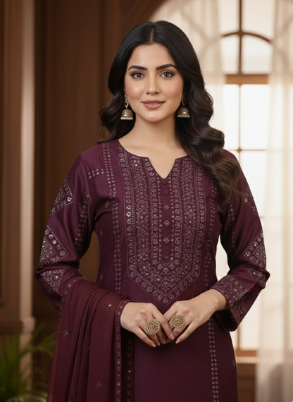 SEQUINS SINDHI EMBROIDERED KURTA SET MMG-1209