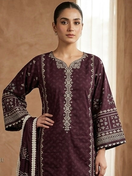 LUMIERE BLOOM SELF PRINTED COTTON KURTA SET MMG-1217