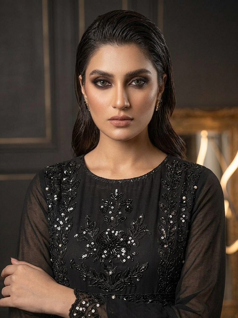 AZURA ROYALE|FLARED SEQUINE HEAVY EMBROIDERED FROCK MMG-1066