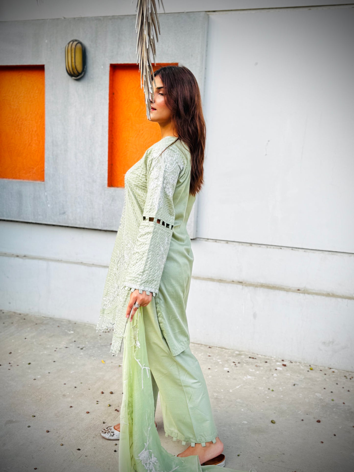 ANDAAZ E NOOR | 3-PIECE 100% COTTON EMBROIDERED SHIRT|COMFORTABLE COTTON TROUSER|CHIFFON EMBROIDERED DUPATTA MMG-933