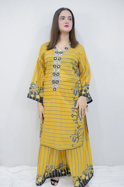 ZEBA|3-PIECE SWISS LAWN TWISTED PRINTED EMBROIDERED SHIRT|PRINTED FLAPPER|SWISS PRINTED DUPATTA MMG-1052
