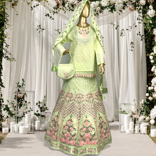 Elegant 3-Piece Organza Sharara Set with Net Dupatta  MMG-781