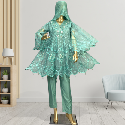Elegant 3-Piece Tissue Suit with Silk Dupatta MMG-756