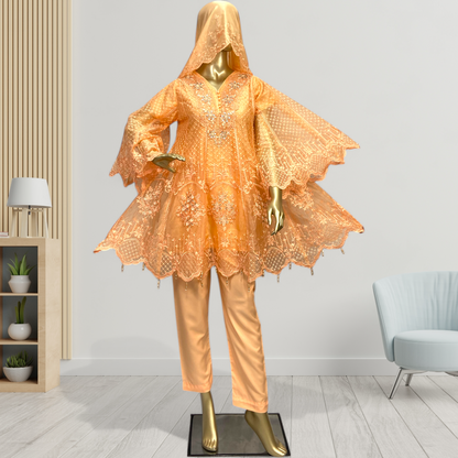 Elegant 3-Piece Tissue Suit with Silk Dupatta MMG-756