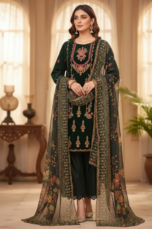 VELVET KURTA SET MAROON