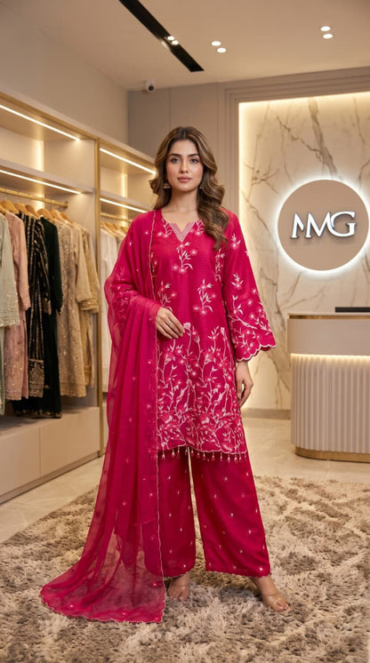 Rania Embroidered Kurta Set | Poly Viscose Kurta Set