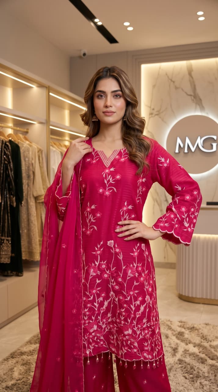 Rania Embroidered Kurta Set | Poly Viscose Kurta Set
