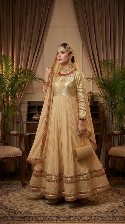 Elegant gold Masuri outfit for weddings and festive occasions