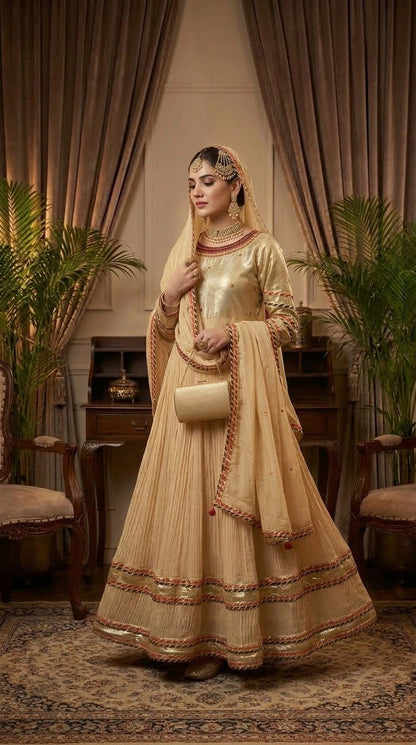 Gold Masuri wedding maxi dress with embellished neckline