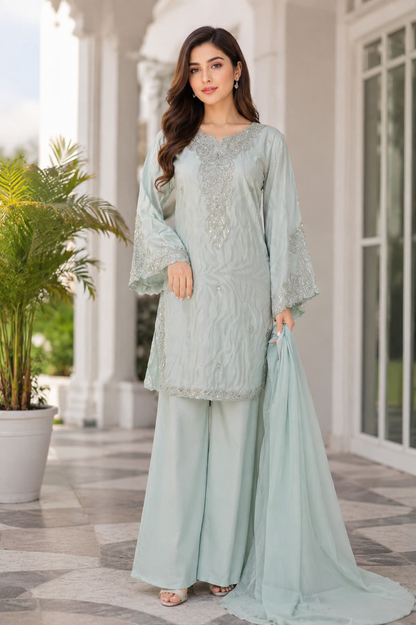 MAHIN Luxe Kurta Set | Jacquard Chiffon Luxury Wear MMG-1341