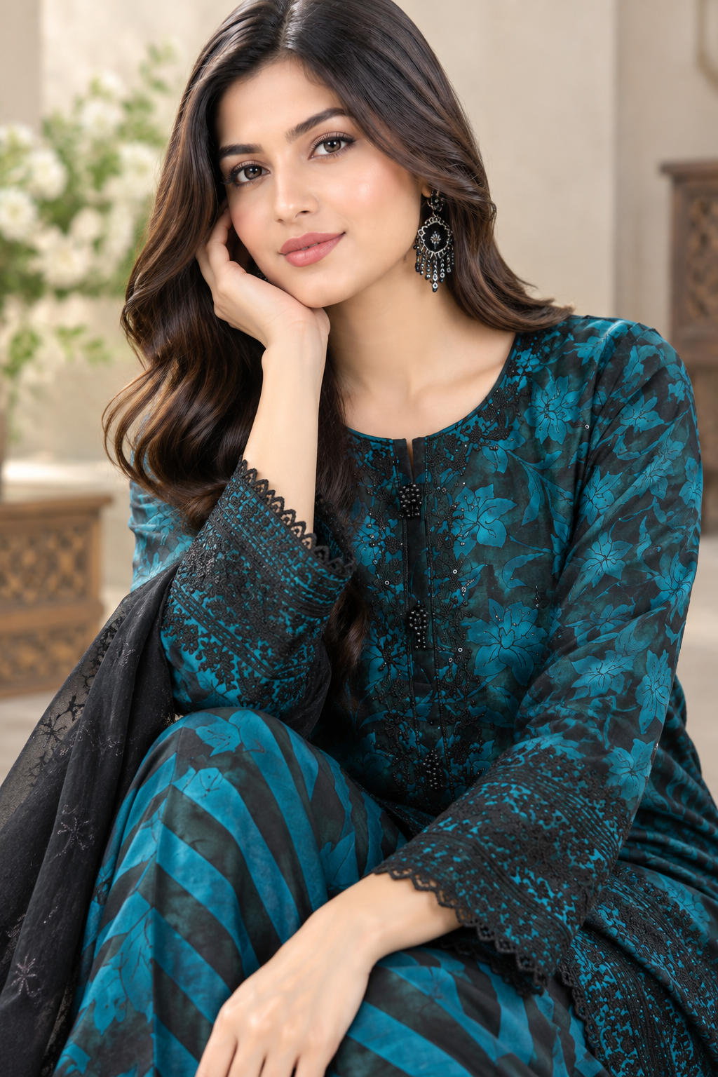 Amani Print Set | Digital Printed Silk Kurta Set