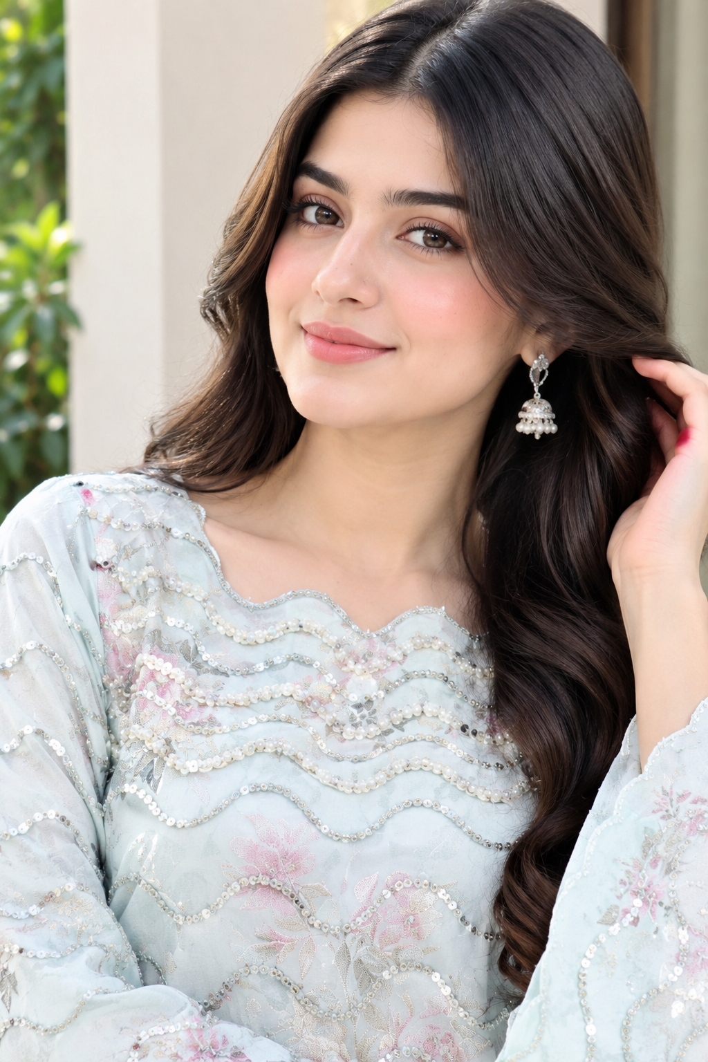 Zohra Digital Printed Crepe Long Kurta Set | Elegant Pakistani Wear MMG-1345
