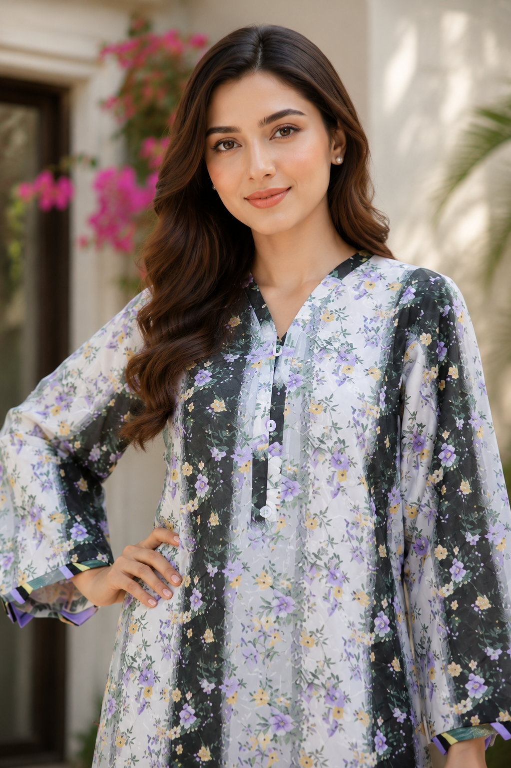MULTI FLORAL CHIKANKARI LAWN SUIT
