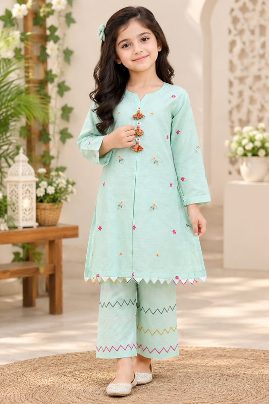 LITTLE RAUNAQ SET – Kids 2-Piece Embroidered Kurta Set MMG-08