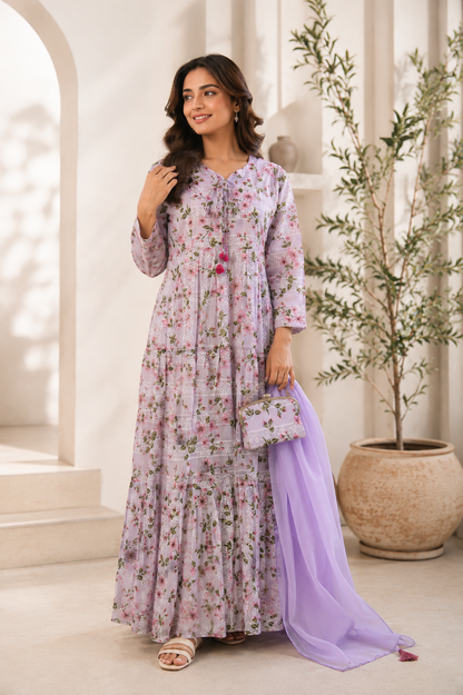 LUXURY CHIFFON EMB DIGITAL PRINTED HEAVY MAXI