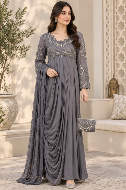 Elegant Silk Flared Maxi