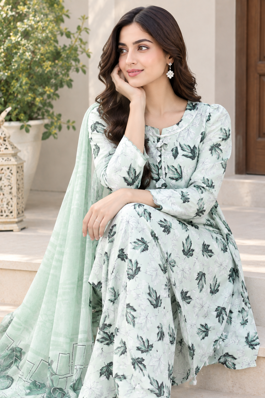 Digital printed Boski frock stylish design by Mehreen Elegance