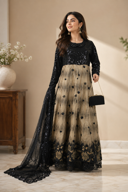 The Zareen Edit | Luxury Embroidered Net Maxi MMG-1307