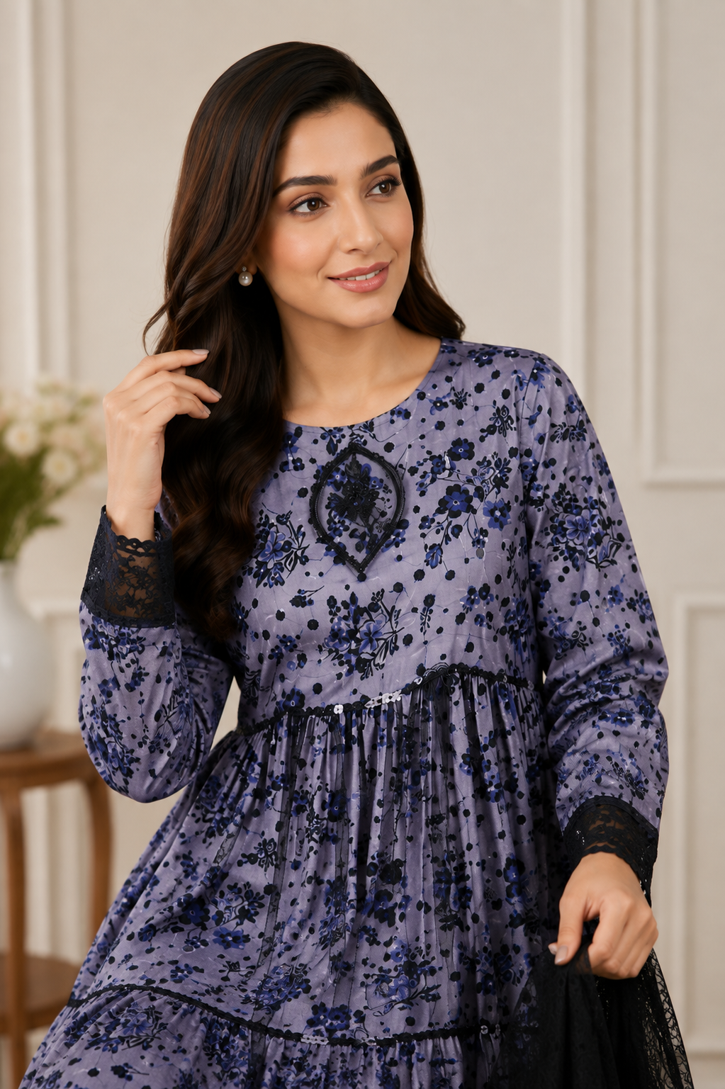 Gul-e-Meherbaan | Embroidered Net Maxi with Dupatta MMG-10149