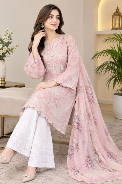 Aab-e-Rang Digital Print Boski Kurta Set | 3 Piece