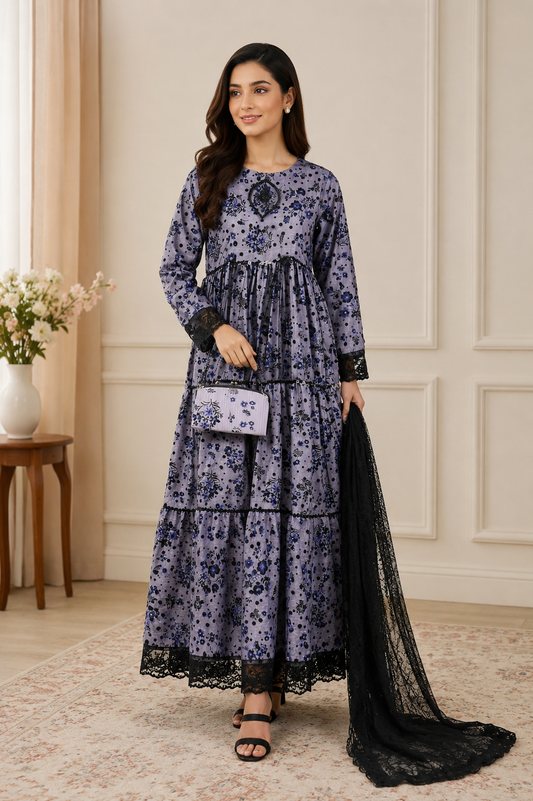 Gul-e-Meherbaan | Embroidered Net Maxi with Dupatta MMG-10149