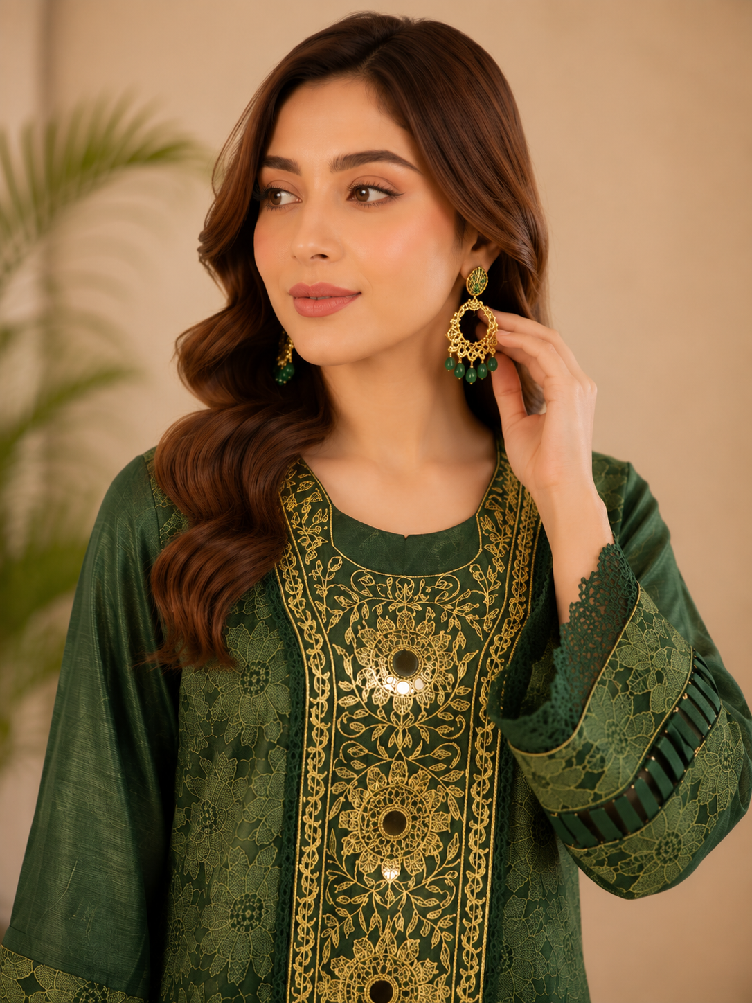 Divine Tissue Kurti with Embroidered Trouser | Handwork Embroidered Kurti Set