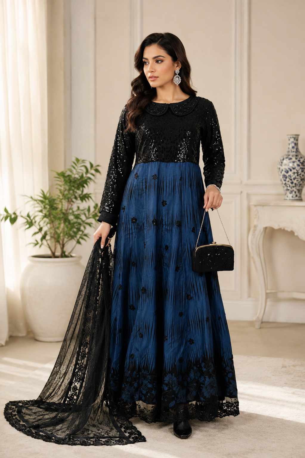 The Zareen Edit | Luxury Embroidered Net Maxi MMG-1307