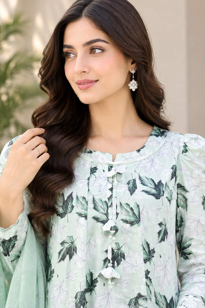 Mehreen Elegance digital printed Boski 3 piece suit front view