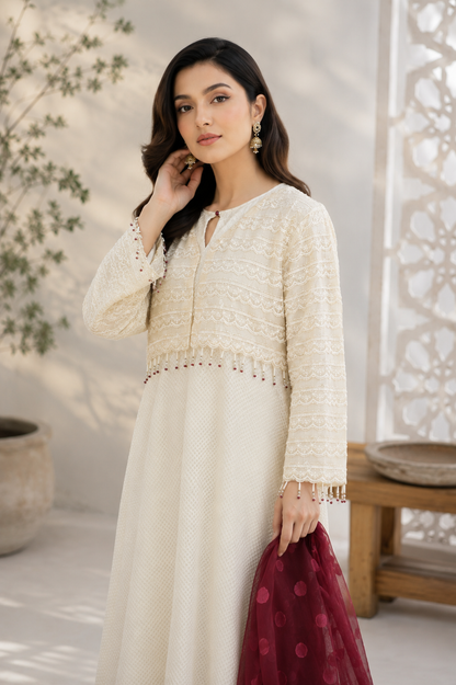 Mah-e-Rooh Royal Maxi with embroidered upper and tassels