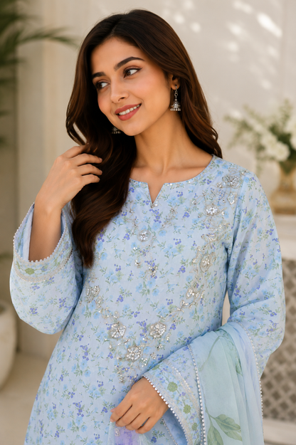 Rangsaaz Silk Tissue Sharara Set MMG-10123