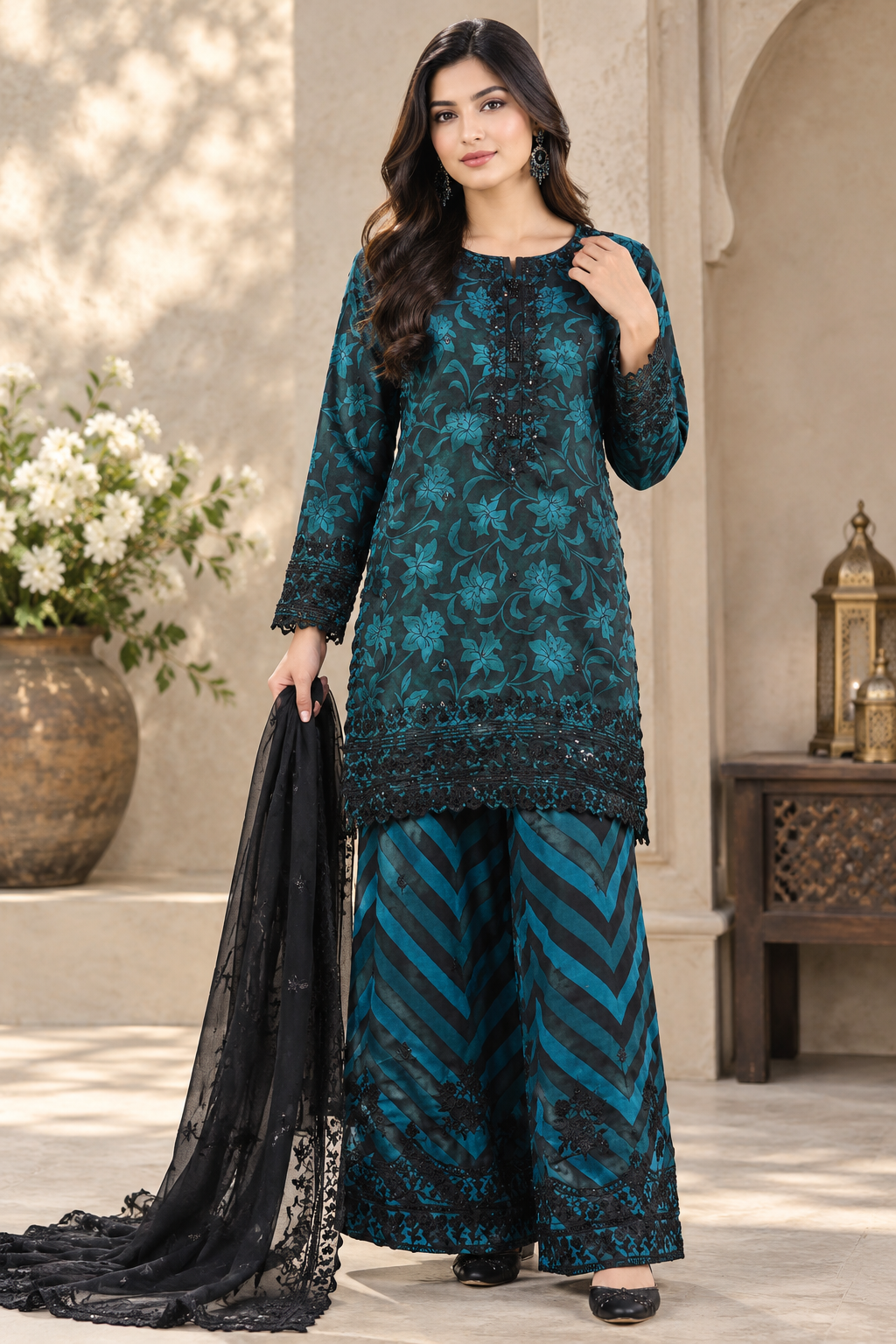 Amani Print Set | Digital Printed Silk Kurta Set
