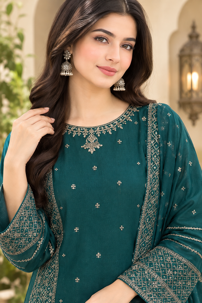 Sunehri Chiffon Embroidered Kurta Set | Sequin & Hand Embellished MMG-1289