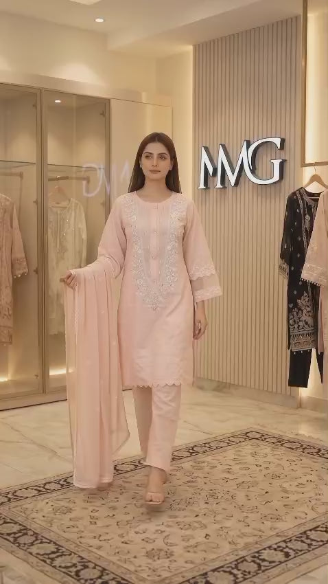 Kashish Cotton Kurta Set | Embroidered 3-Piece Suit